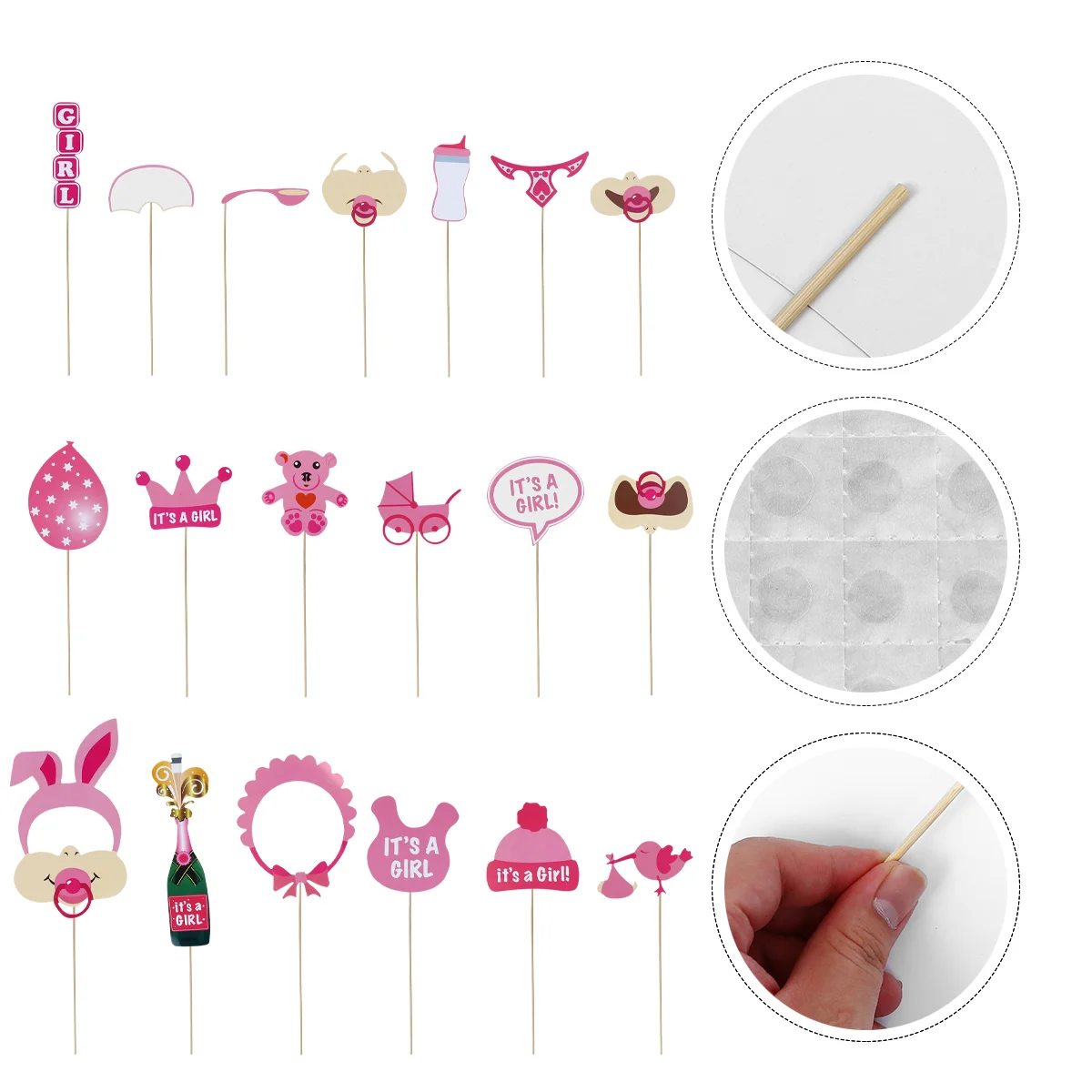 

18 Pcs Birthday Photo Props Funny Selfie Girl Picture Baby Shower Handheld Decor Creative Booth Make up