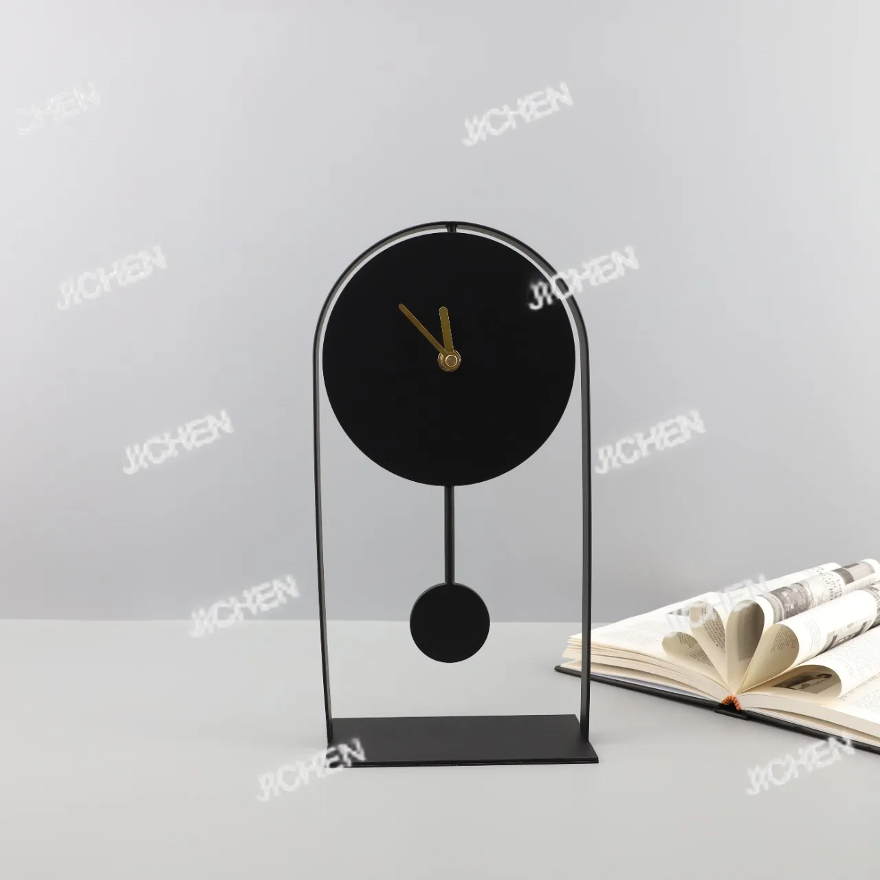 

JC European Creative Minimalist Black Geometric Wall Clock Metal Ornaments Bedroom Living Room Study Home Decor