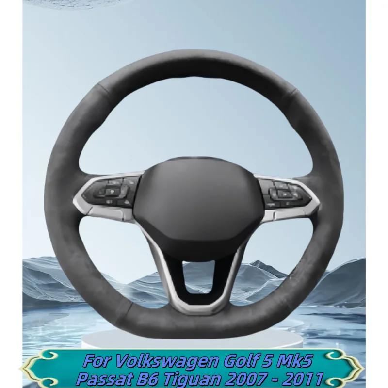 

Car Steering Wheel Cover Hand-Sewn Genuine Leather For Volkswagen Golf 5 Mk5 Passat B6 Tiguan 2007 - 2011 Car Accessories