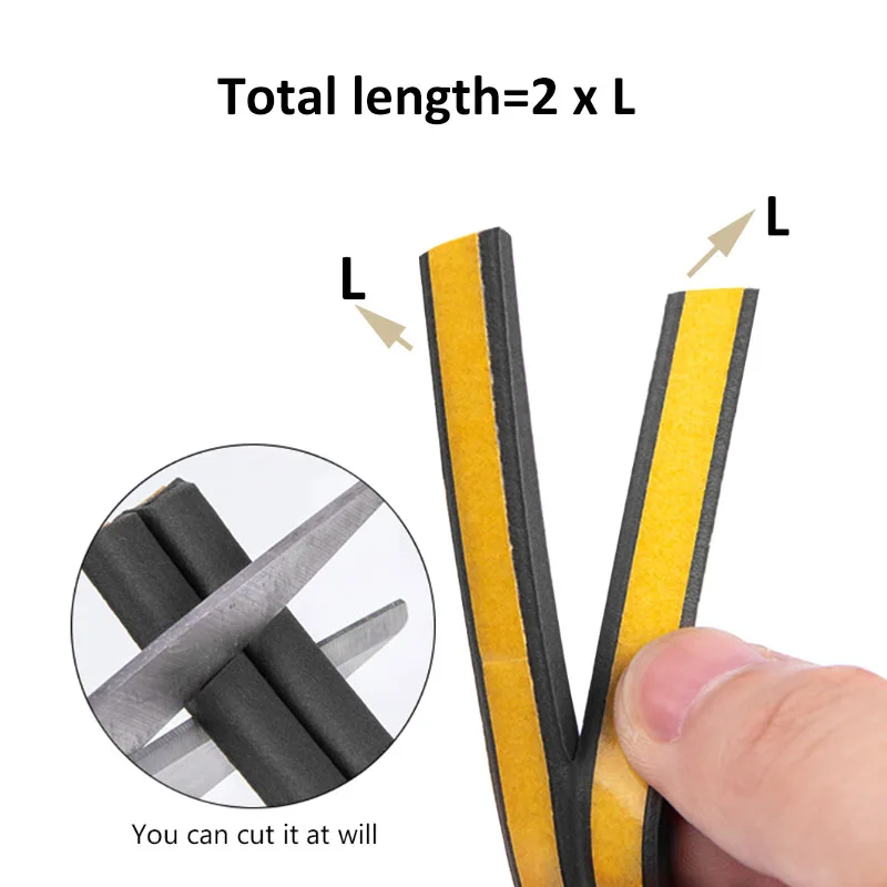 6Meters DI Door And Window Self-Adhesive Sealing Strip White/Black/Grey/Brown Glass Window Anti-Collision Rubber Strip