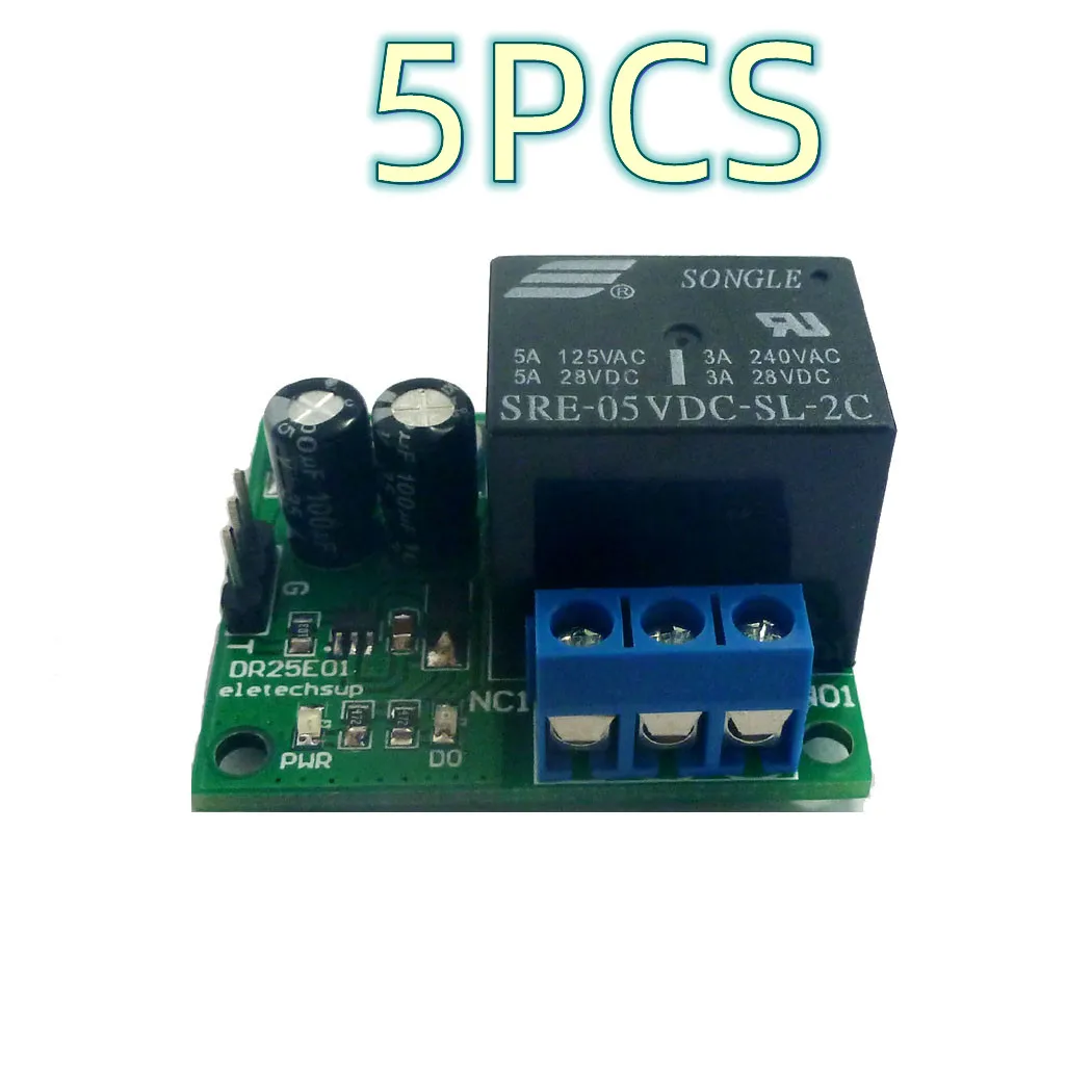 

DR25E01 DC 6V 9V 12V 24V 3-5A Flip-Flop Latch DPDT Relay Module Bistable Self-locking Switch