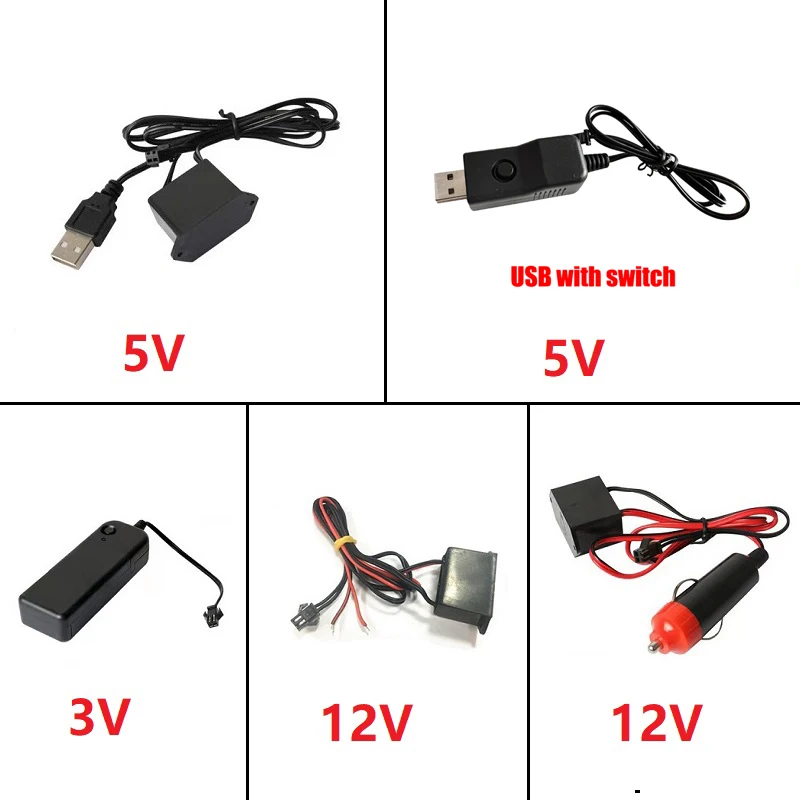 DC12V Power Supply Adapter Driver Neon LED Car Interior Lighting Strips Cigarette Drive Wire control USB drive