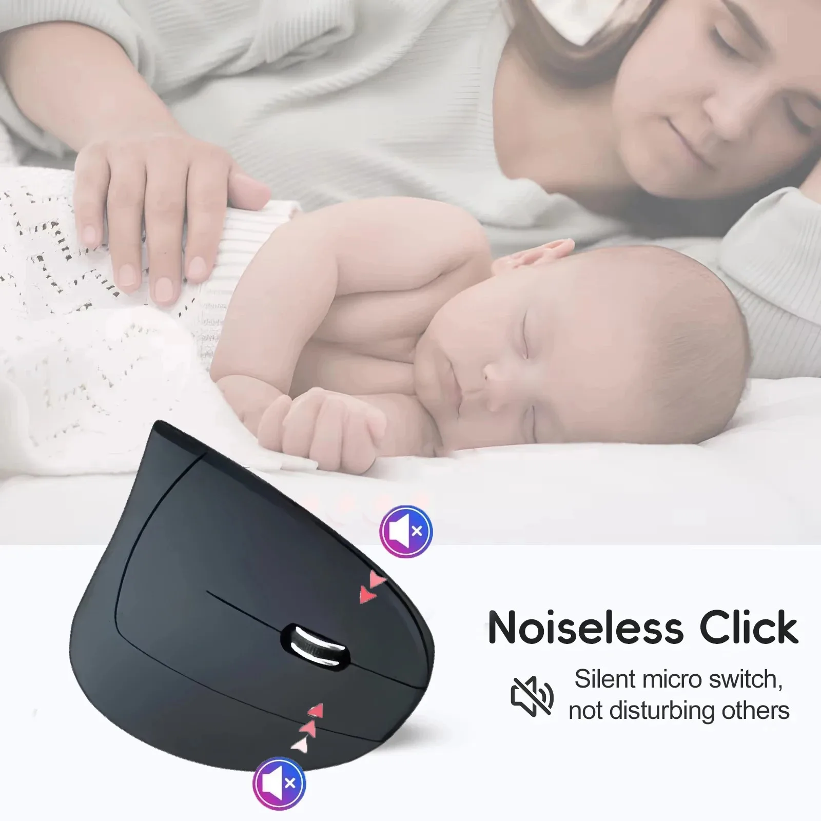 ماوس عمودي مريح 2.4G ماوس لاسلكي وضع مزدوج ماوس بلوتوث RGB 1600 ديسيبل متوحد الخواص ماوس صامت للكمبيوتر المحمول سطح المكتب