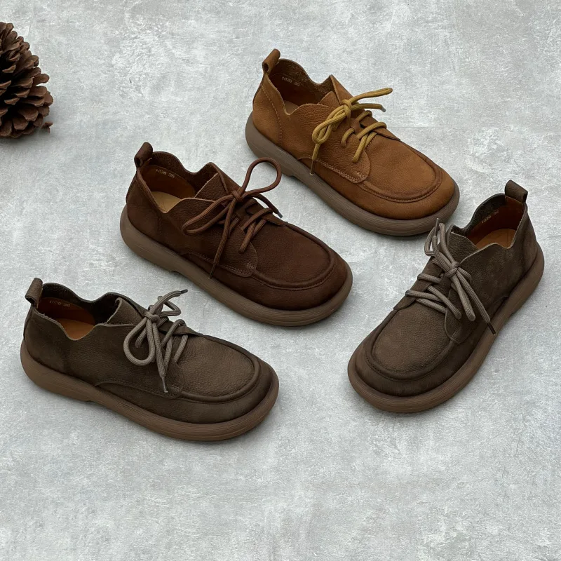 

GKTINOO/женская обувь на плоской подошве из натуральной кожи в стиле ретро, весна 2023, новые повседневные короткие ботинки с круглым носком