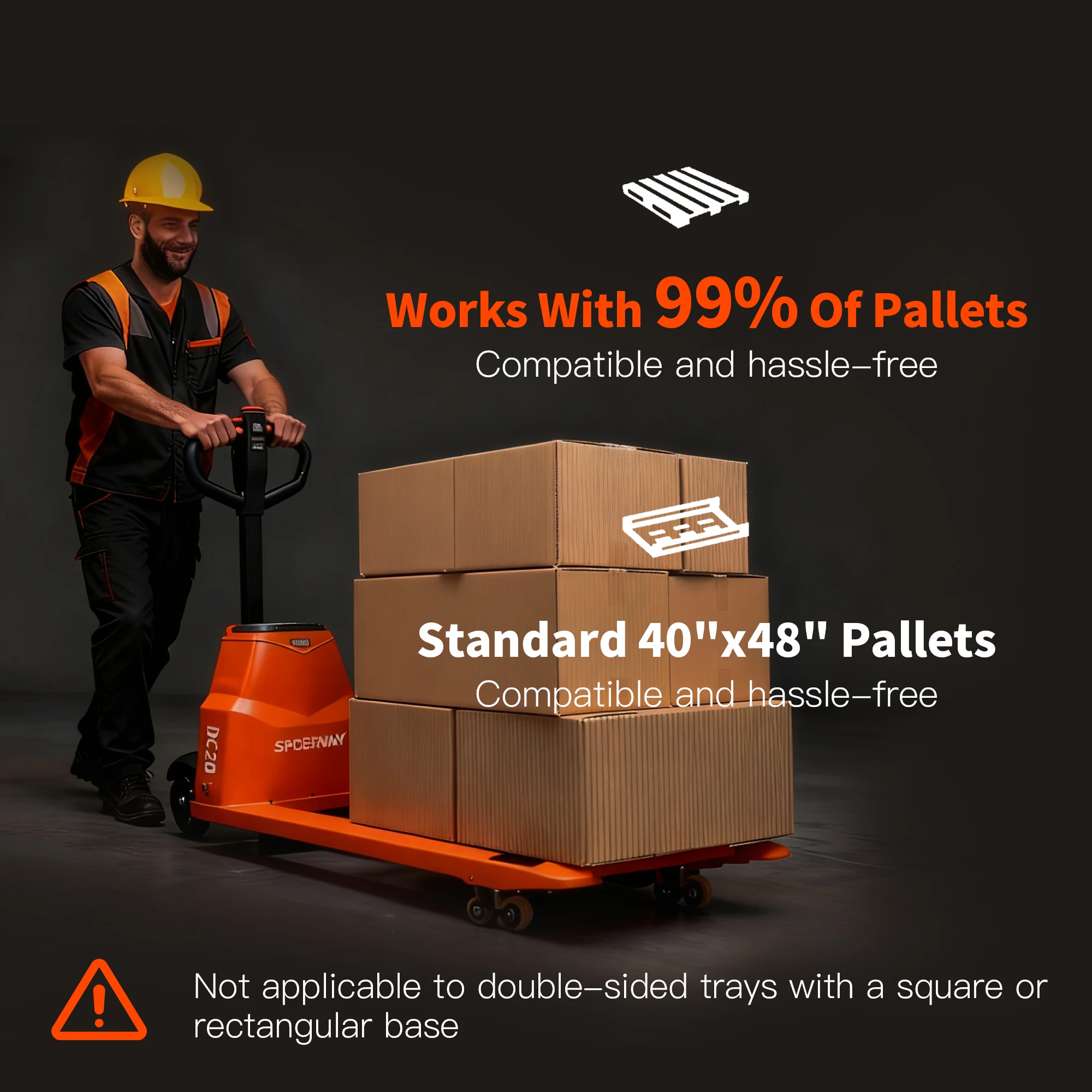 Full Electric Pallet Jack, Li-Ion Battery Powered Pallet Truck, 4400 lbs Capacity 48' X 27' Forks for Warehouses Material Handling