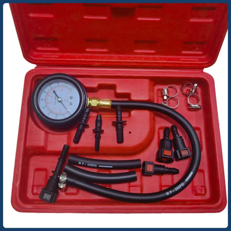 Fuel Pressure Gauge Fuel Injection Pump Pressure Tester Gauge Kit Metal+Rubber For Car, Motorcycle, Truck，manometer