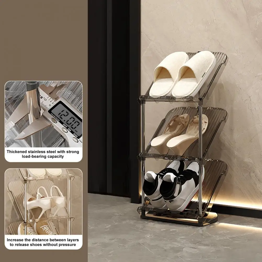 

Narrow Space Shoe Organizer Vertical Shoe Rack with 45 Degree Sloping Entryway Design for Easy Access No-tool for Entryway