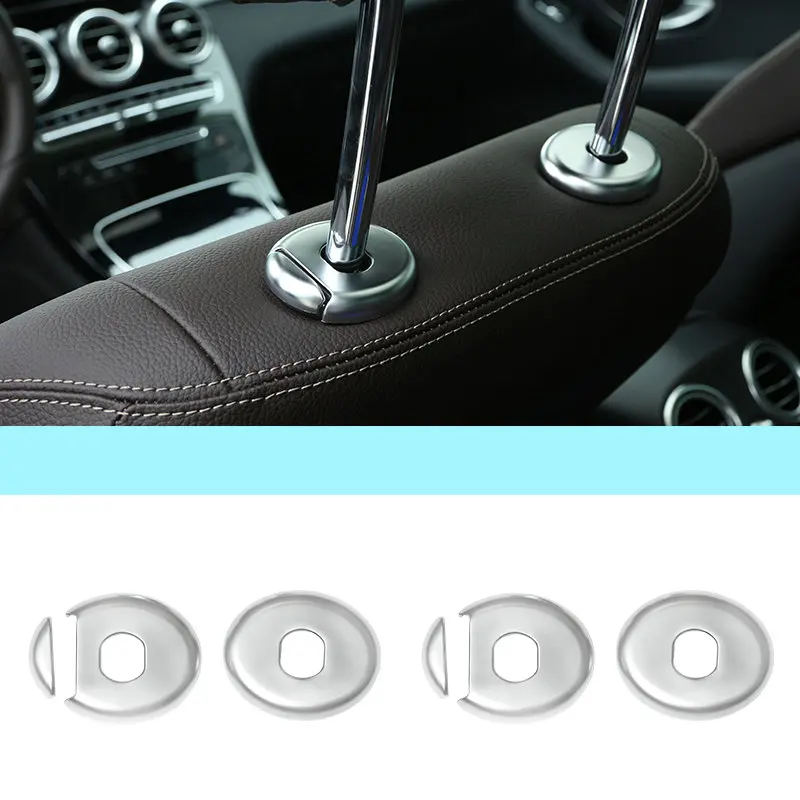 6pcs For Mercedes Benz C Class W205 C180 C200 C250 C300 C400 C63 Car Seat Head Rest Switch Adjustment Button Cover Trim Sticker