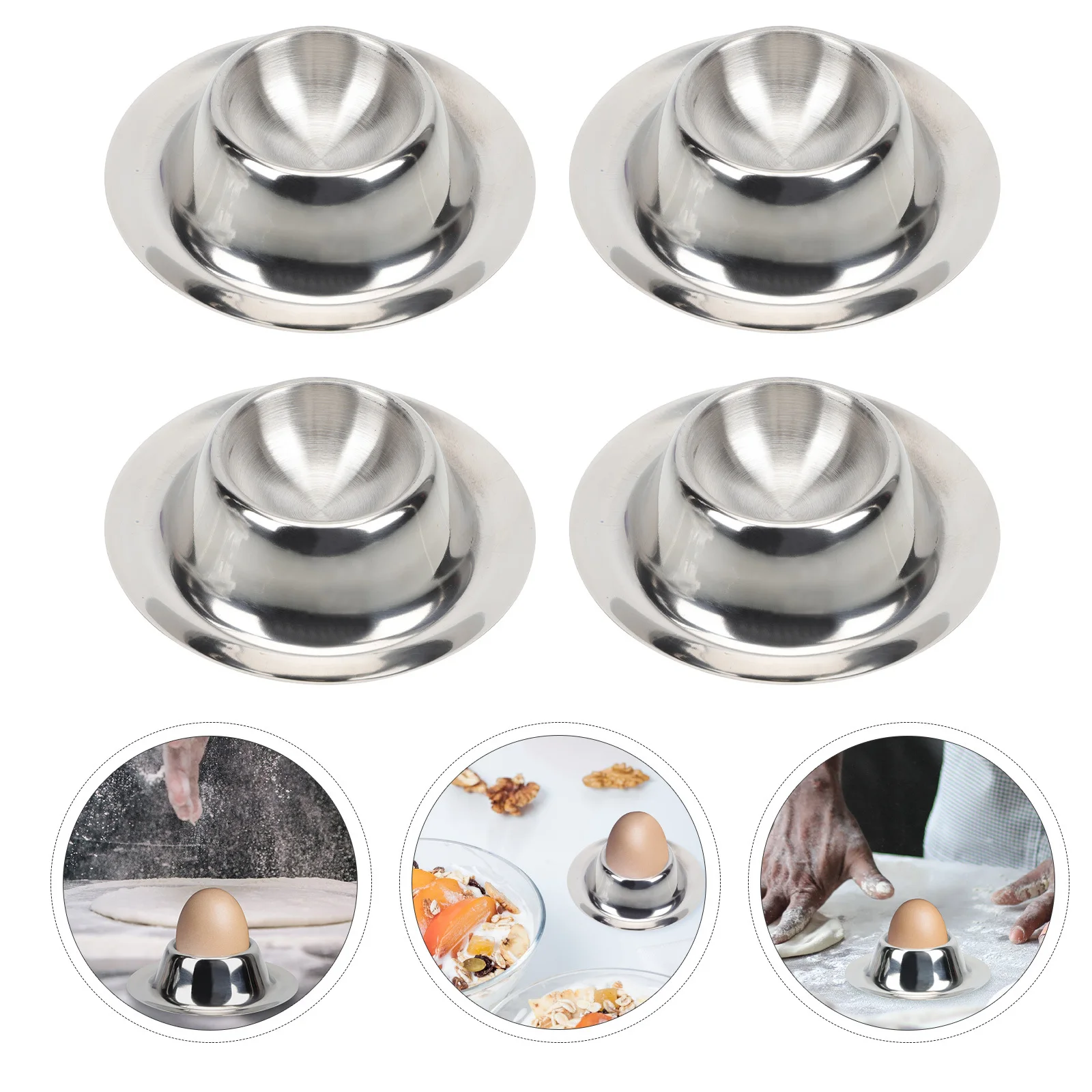 

4Pcs Egg Holder Stainless Steel Multi-Function Household Egg Stand for Breakfast Table Home and Restaurant Use