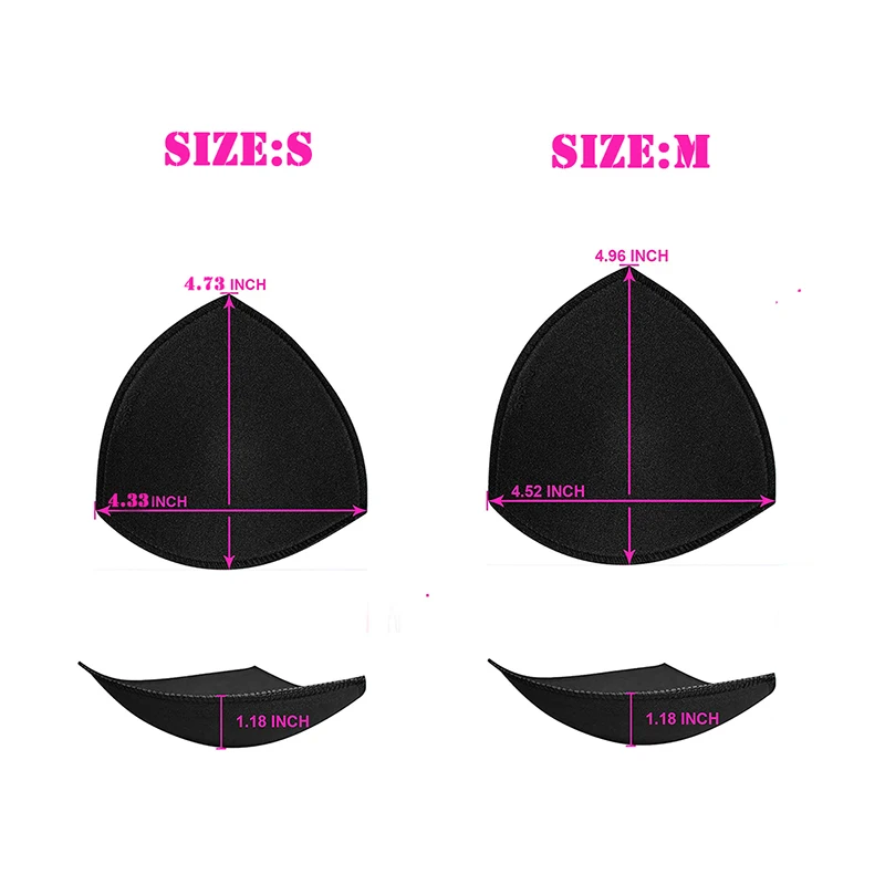 Triangle Shape Bra Pads Inserts, Removable Sewn Edge Padding for Sports, Yoga, Bikini Top, 1 Pair