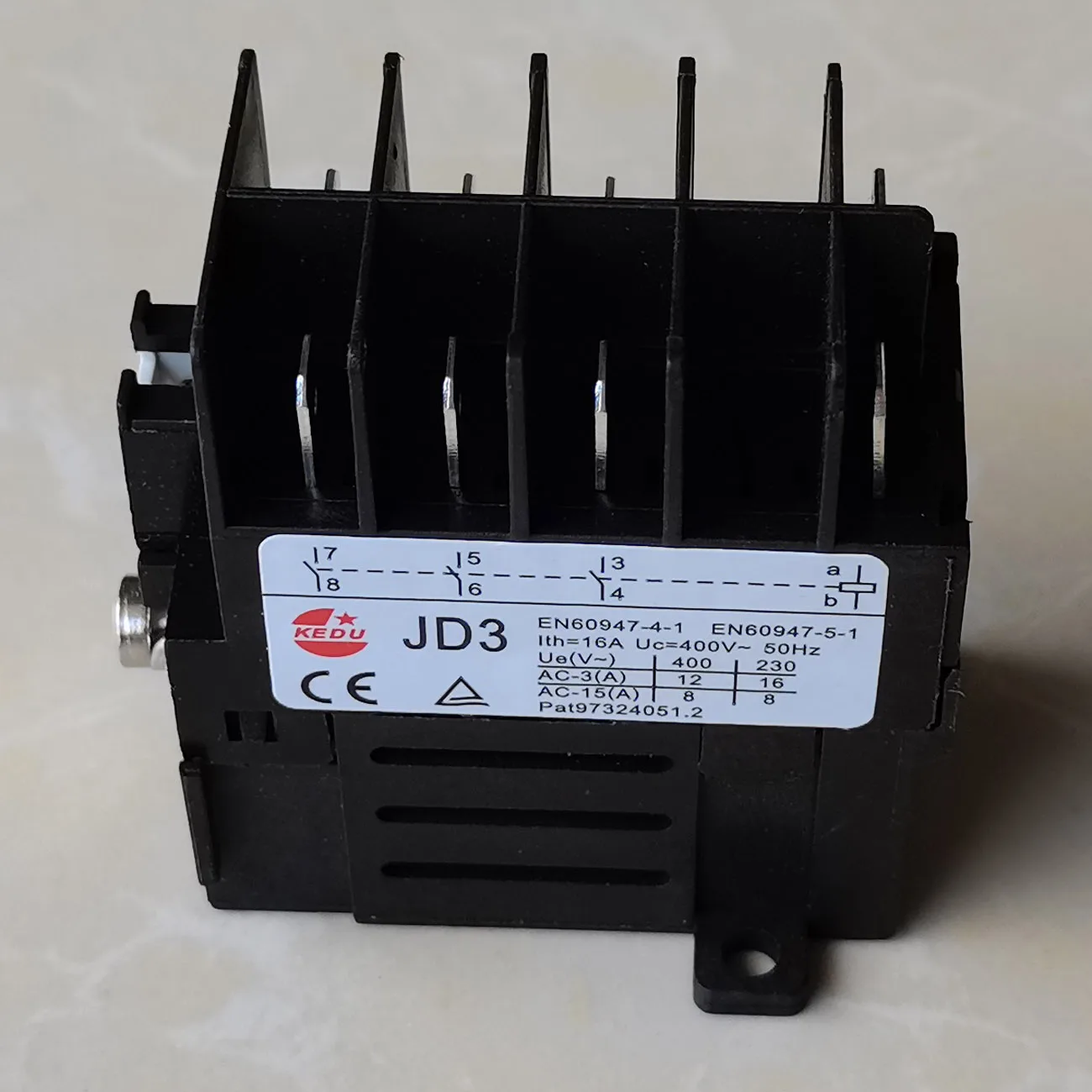 KEDU JD3 8Pins 400V 50Hz 12A Electric Relay 3NO with Power Failure and Undervoltage Protection Function