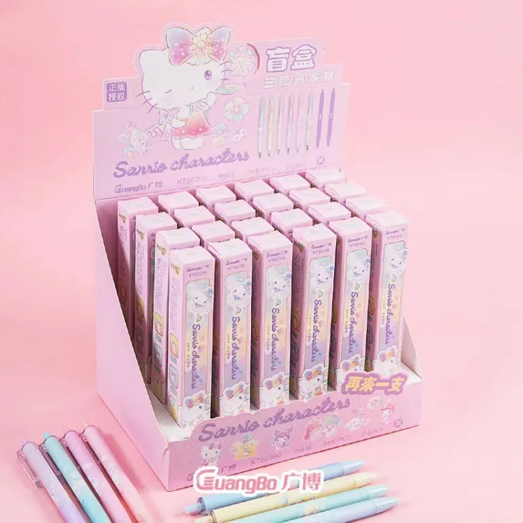 

24pcs Sanrio Hellokitty Gel Pen Cartoon 0.5 Black Press Signature Pen Individually Packaged Student Stationery Wholesale