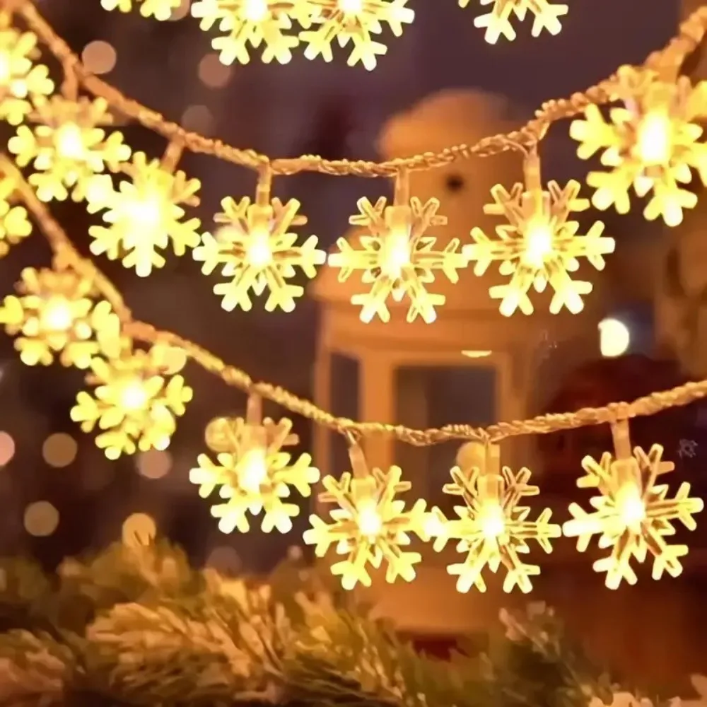 1.5M/3M/6M Battery Box Snowflake Light String, Christmas LED Transparent Fairy Light, Indoor Holiday Wedding Party Decoration