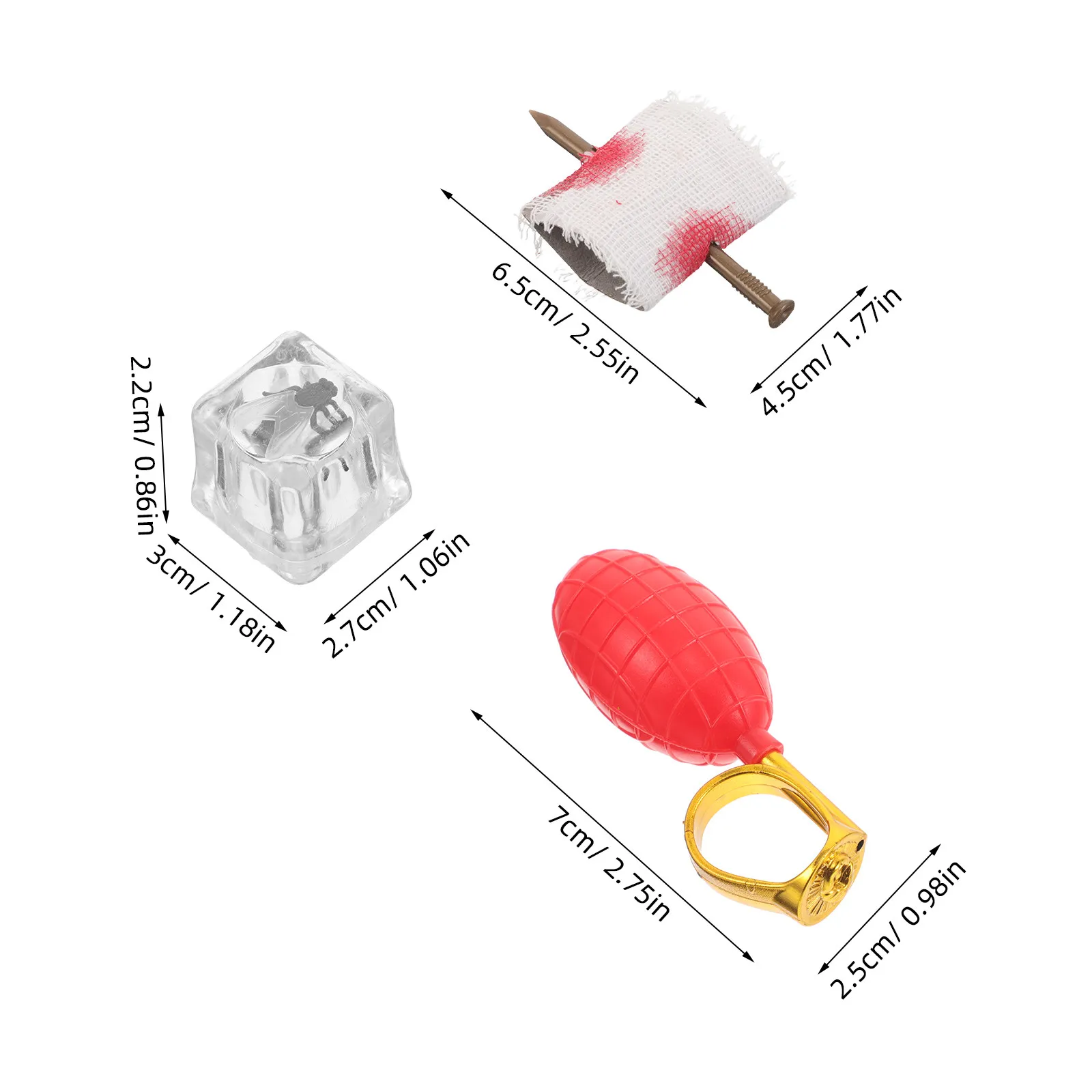 4Pcs Prank Set: Water Spray Ring, Fake Finger, Nail Prop & Realistic Cubes for April Fool's Day & Halloween