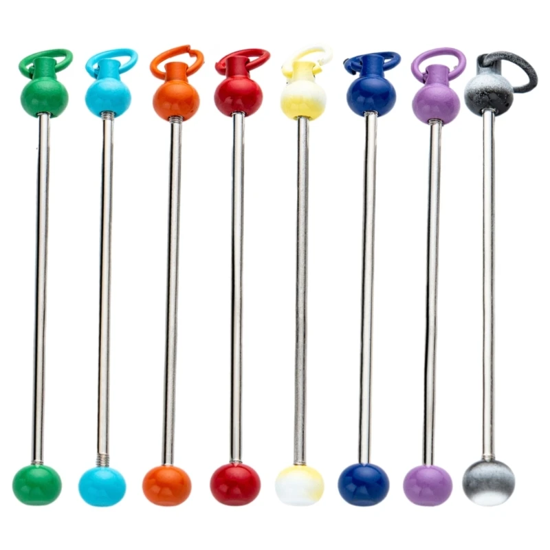 8Pcs Beadable Keyring Charm Beading Keychain Pingente Decorações Accessoreis