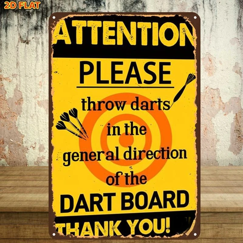 2D Metal Sign Vintage Arrow Throwing Target Decorative Tin Plate with Pre-Drilled Holes for Indoor Garden Outdoor Home Office Ba