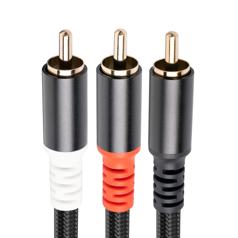 DT51 RCA Y Adapter Cable, 1 RCA to 2 RCA Audio Splitter Cable for Subwoofer Power Amplifier, Gold-Plated, 1 Meter