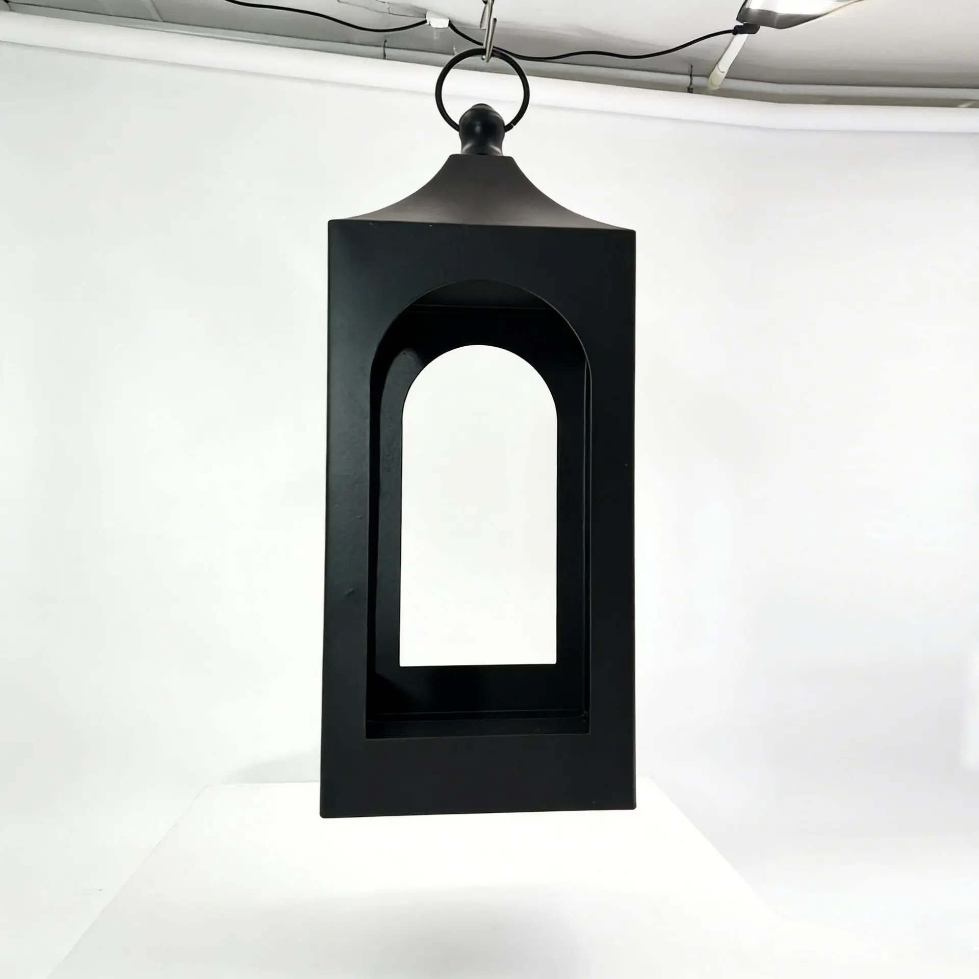 European and American Double-layer Arch Wrought Iron Wind Lamp Large Outdoor Candlestick Decorative Courtyard Hanging