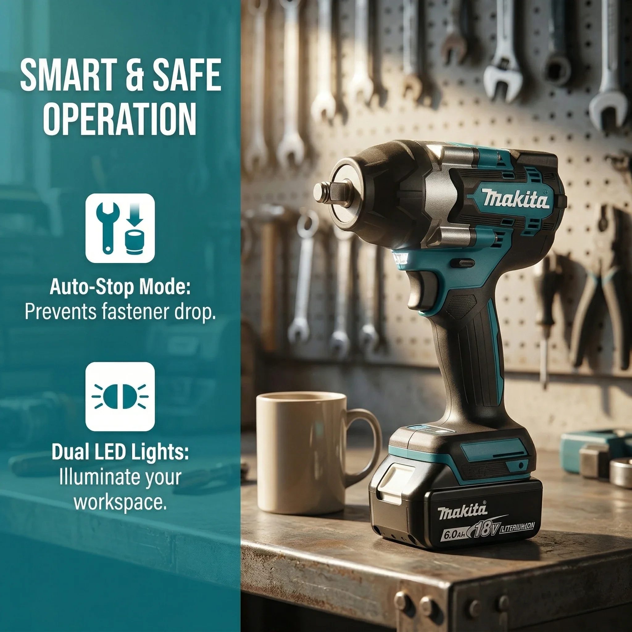 Makita18V Brushless DTW700 Impact Wrench 1000Nm Speed 0-2200RPM For Makita 18V Battery Auto Truck Repair - view 6