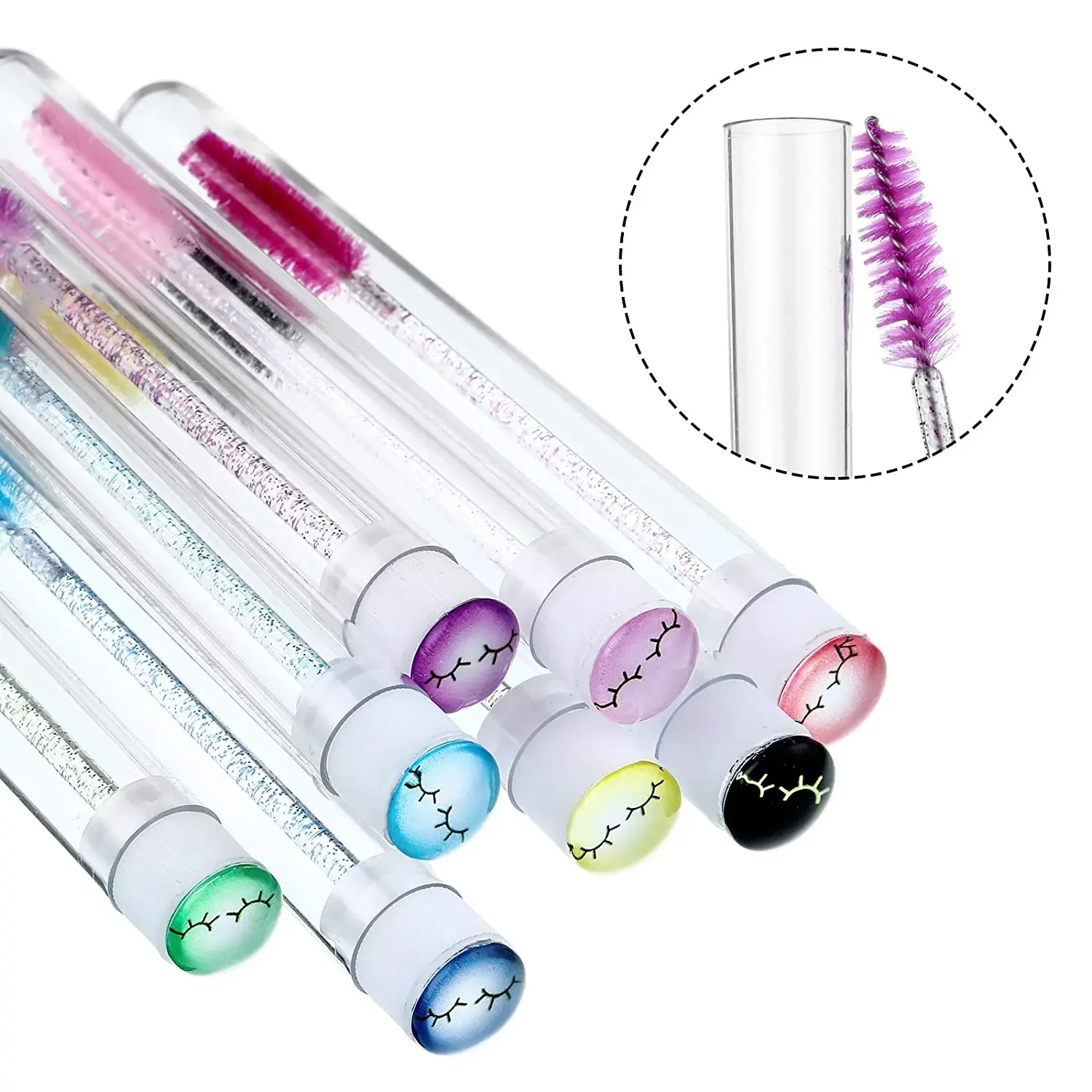 EyebloggBrush Tube avec Eelash Resin Drill, Brosse à cils de poulet, Brosses de maquillage réutilisables, Resubdivision, 10 pièces