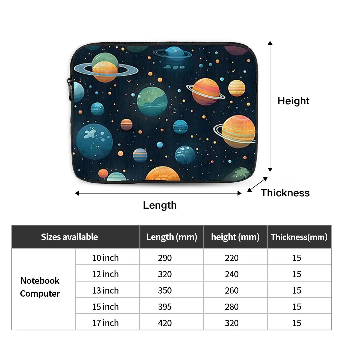 Solar System Space Planets Universe Notebook Laptop Bag Case Pouch 10 12 13 15 17 Inch For Macbook Air Pro Shockproof Case Bag