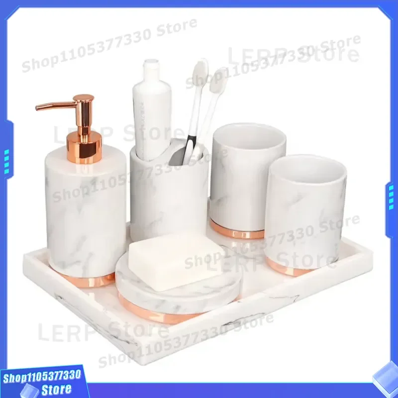4pcs Plastic Bathroom Accessories Set Bathtub Vanity Kit With Toothbrush Holder Home Decor Organizer Storage Solution For