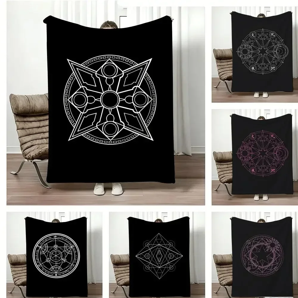 Manta de Franela Ligera de Blanket con Diseño Geométrico de Anime, Suave y Agradable al Tacto para el Verano