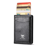 BULLCAPTAIN Slim Aluminum Wallet With Mobile Phone Holder ID Credit Card Holder Mini RFID Wallet Automatic Pop Up Bank Card Case