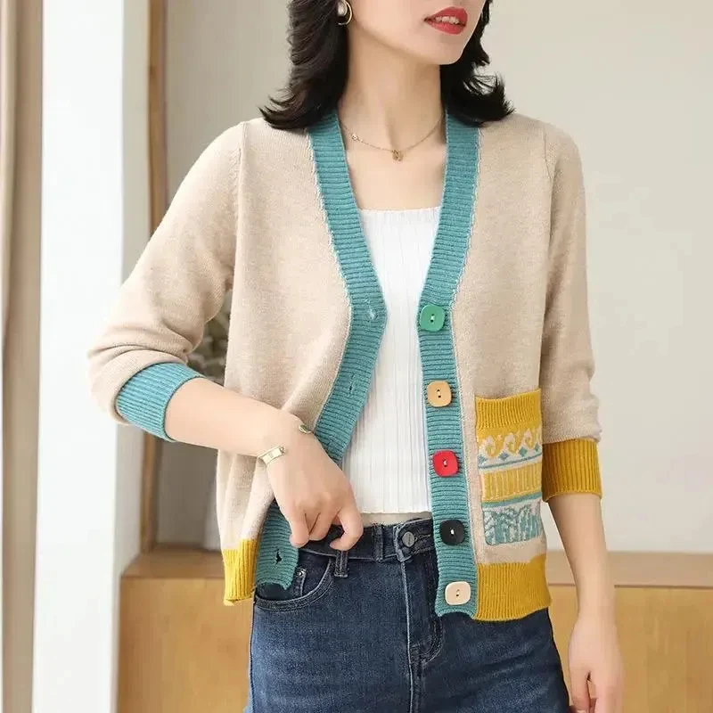 2024 Spring and Autumn New Arrivals Cardigan Knitted Coat Sweaters Loose Casual Fashion All-match Long Sleeve Women\'s Clothing