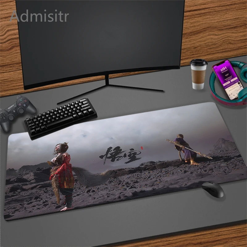 Black Myth Wukong Large Size Game Mouse Pad Anime High Quality Anti-Slip Wear-Resistant Rubber Base with Stitched Edge Table Mat