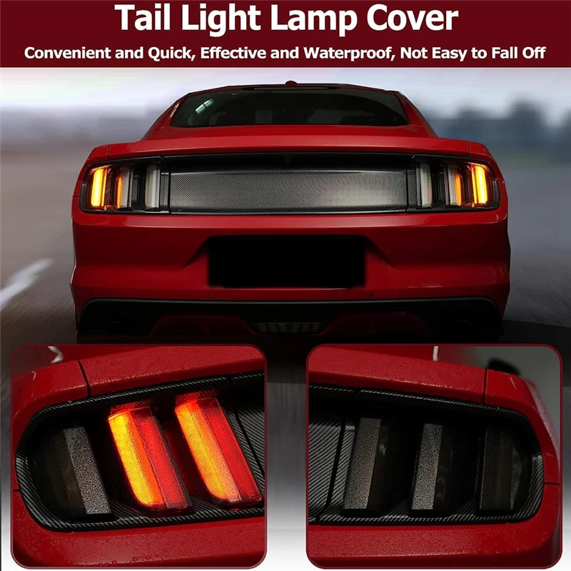 A11F-Tail Light Cover Taillight Cover Guard Trim Frame Accessories For Ford Mustang 2015 2016 2017, Smoke Black