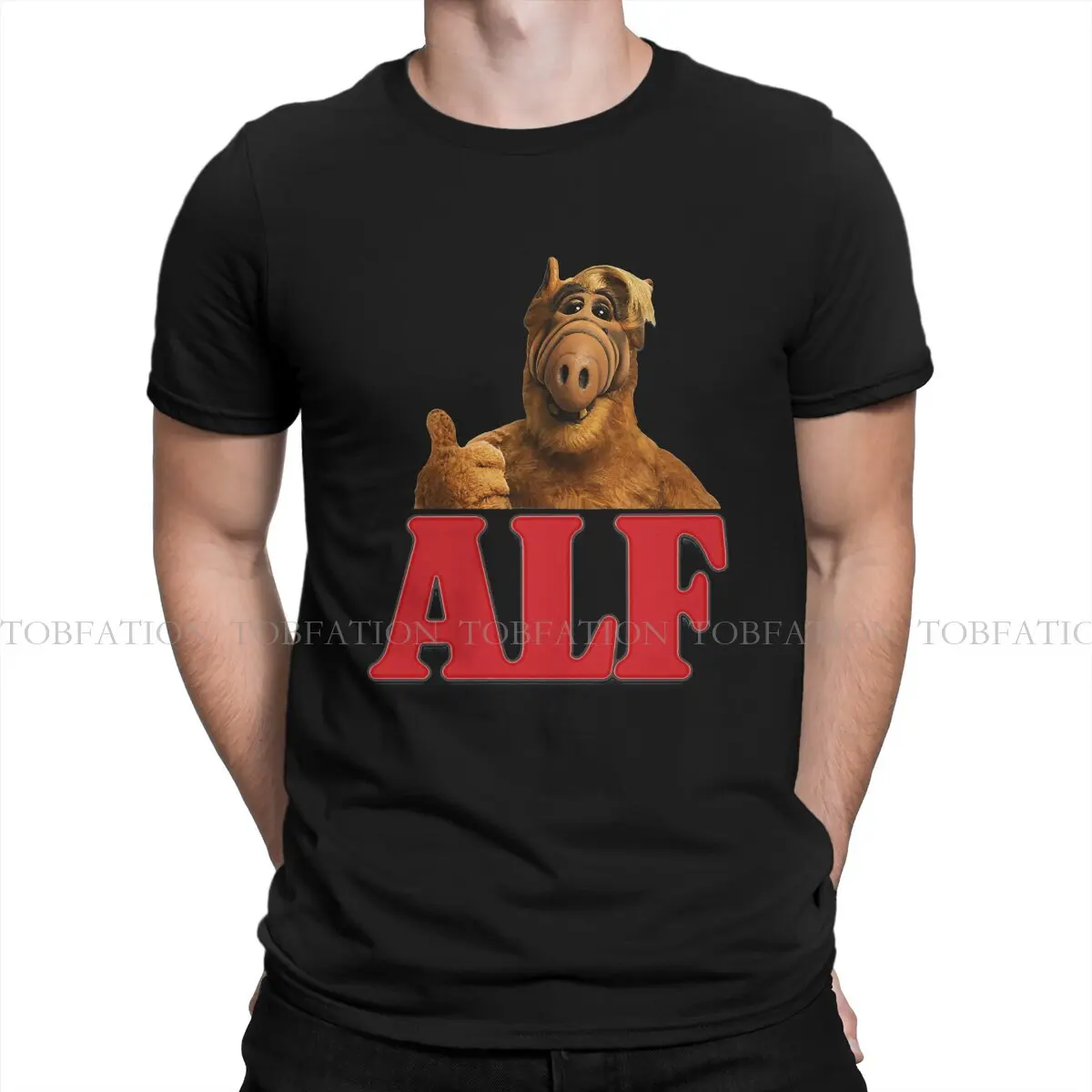 ALF The Animated Series Newest TShirt for Men Alien Life Form Round Neck Pure Cotton T Shirt Hip Hop Gift Clothes OutdoorWear