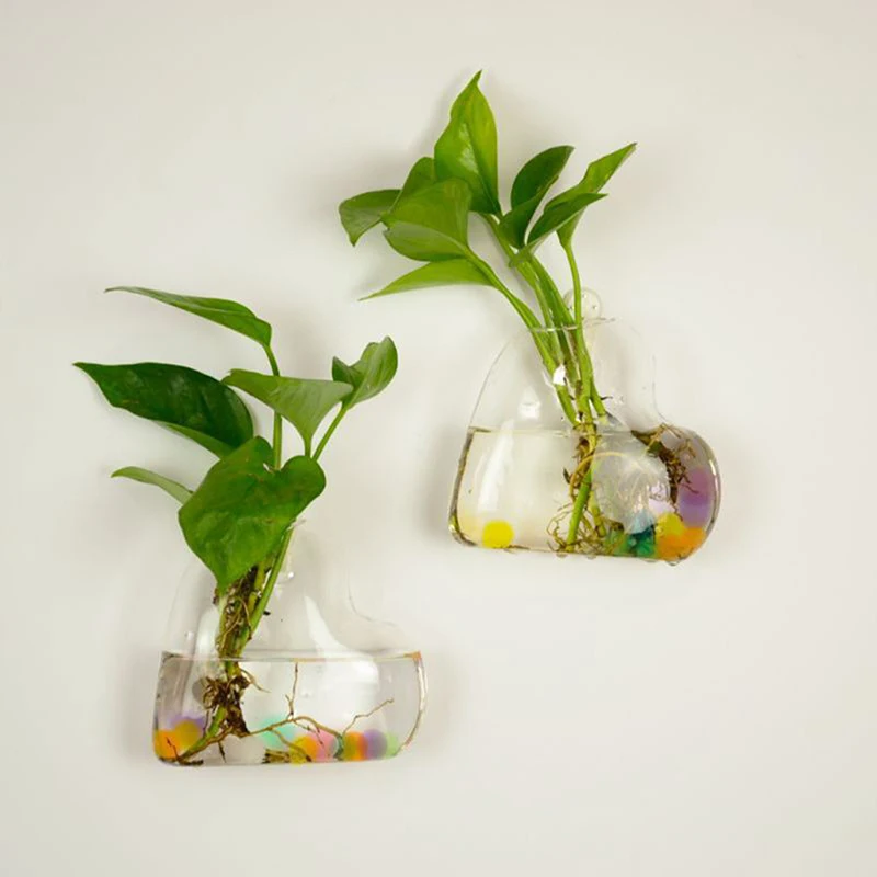 Creative Wall Hanging Glass Vase Hydroponic Plant Vase Wall Fish Tank Aquarium Container Flower Planter Pot Home Decor