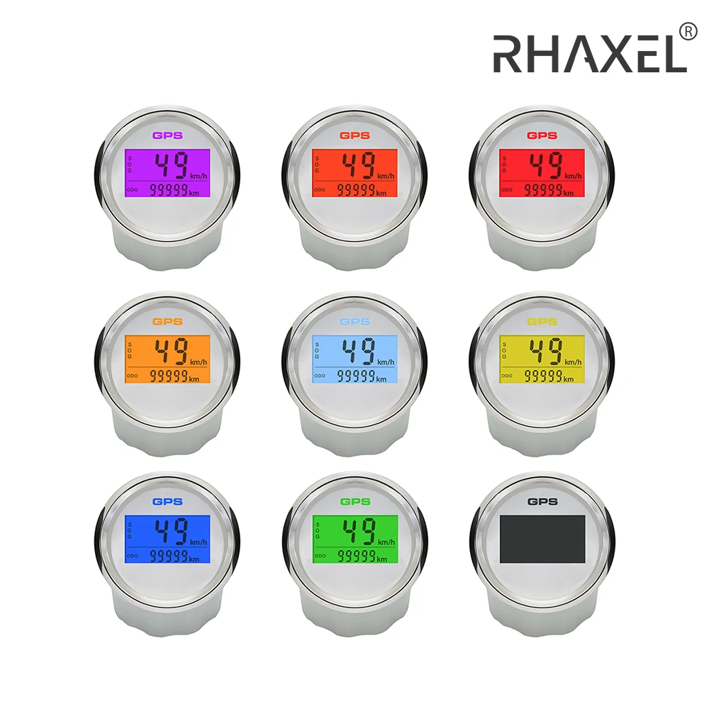 RHAXEL 52mm 85mm GPS Speedometer Gauge Kit Digital Odometer KM MPH for Auto Motorcycle Yachts 12V 24V