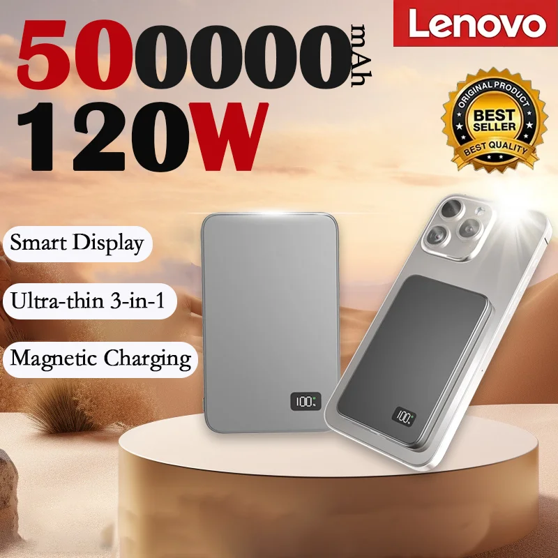 

Новый магнитный беспроводной внешний аккумулятор Lenovo 2026 на 500000 мАч, ультратонкий, портативный, с сертификатом CCC, сверхбыстрой зарядкой и LED-индикатором для MagSafe