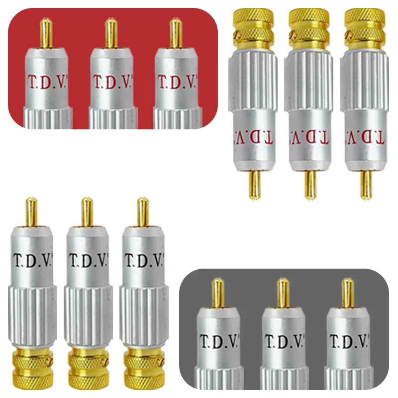 8Pcs Lotus Male Plug Gold-plated Soldering RCA Connector Lockable Adjustable Audio Speaker Amplifier Adapter Cable Wiring