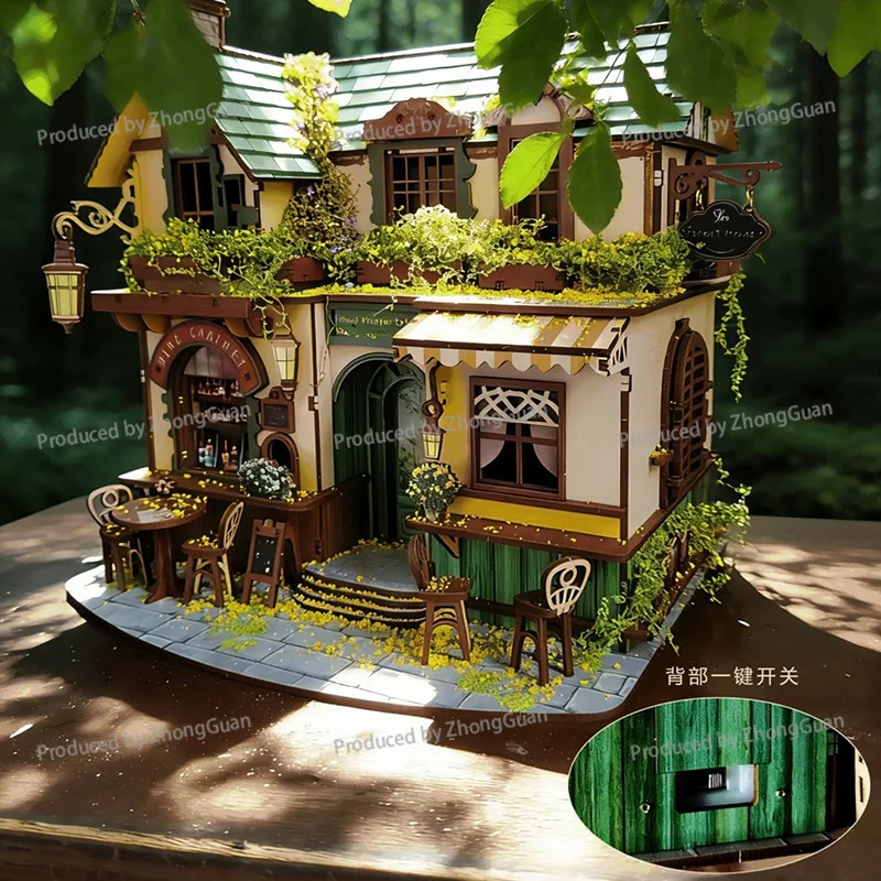 Diy Wooden Book Stand - Handmade Assembly Miniature House, Micro Landscape Architecture Model, 3d Pop-up Book House