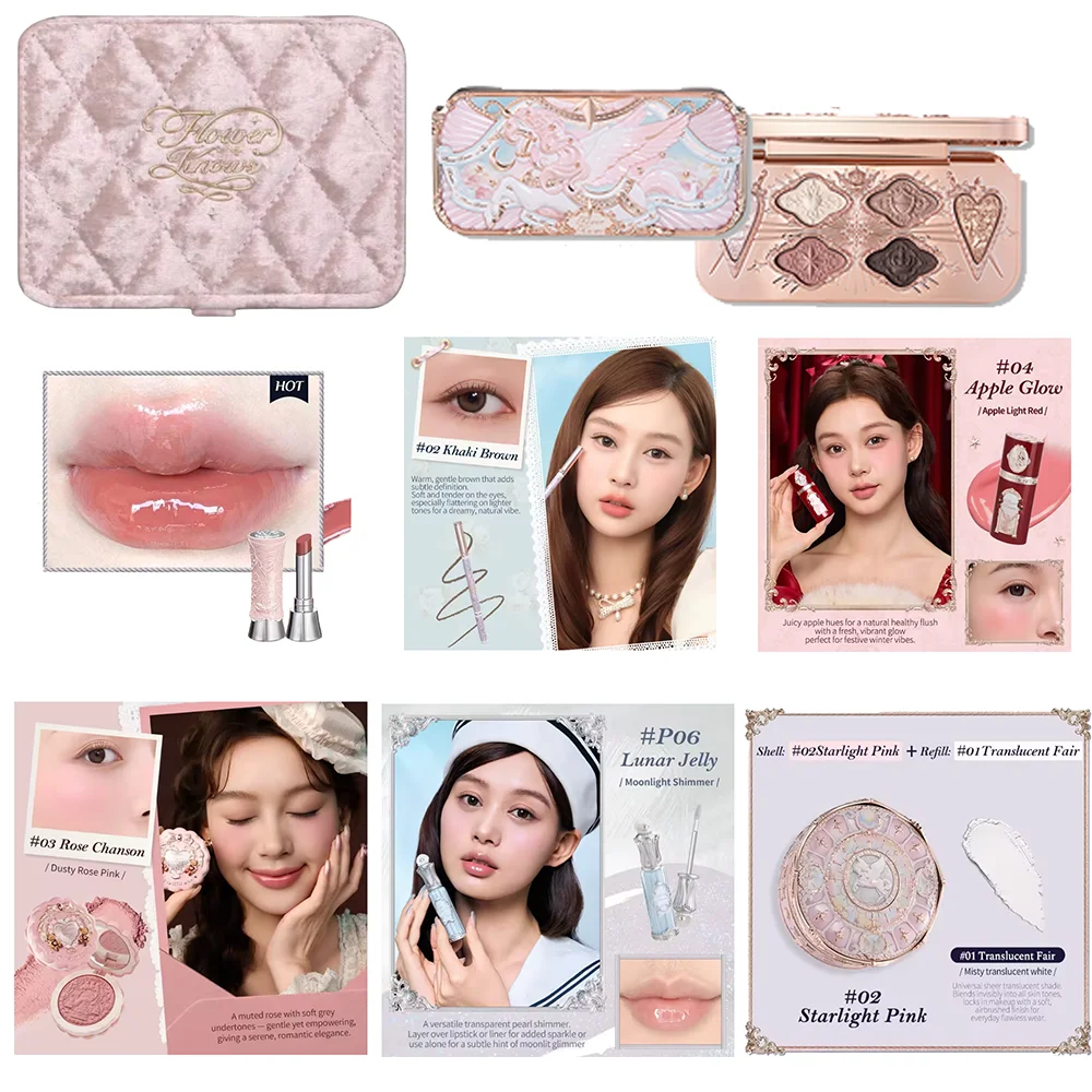 Flowerknows  All In Gift Set Matte Velvet Lipstick Blusher Glitter Eyeshadow Makeup Set Cosmetics Kit With Gifts Box