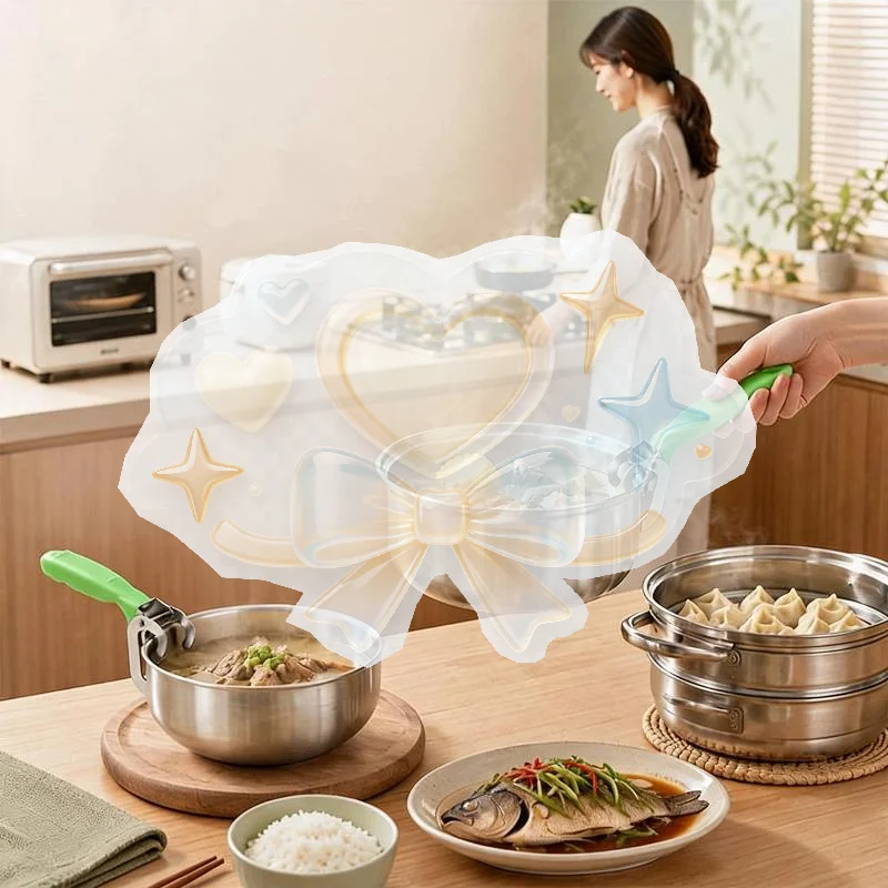 Stainless Steel Hot Bowl Lifter Non-Slip Secure Grip Heat Resistant Anti-Scald Kitchen Tool for Cookware Plate Pot Cooking