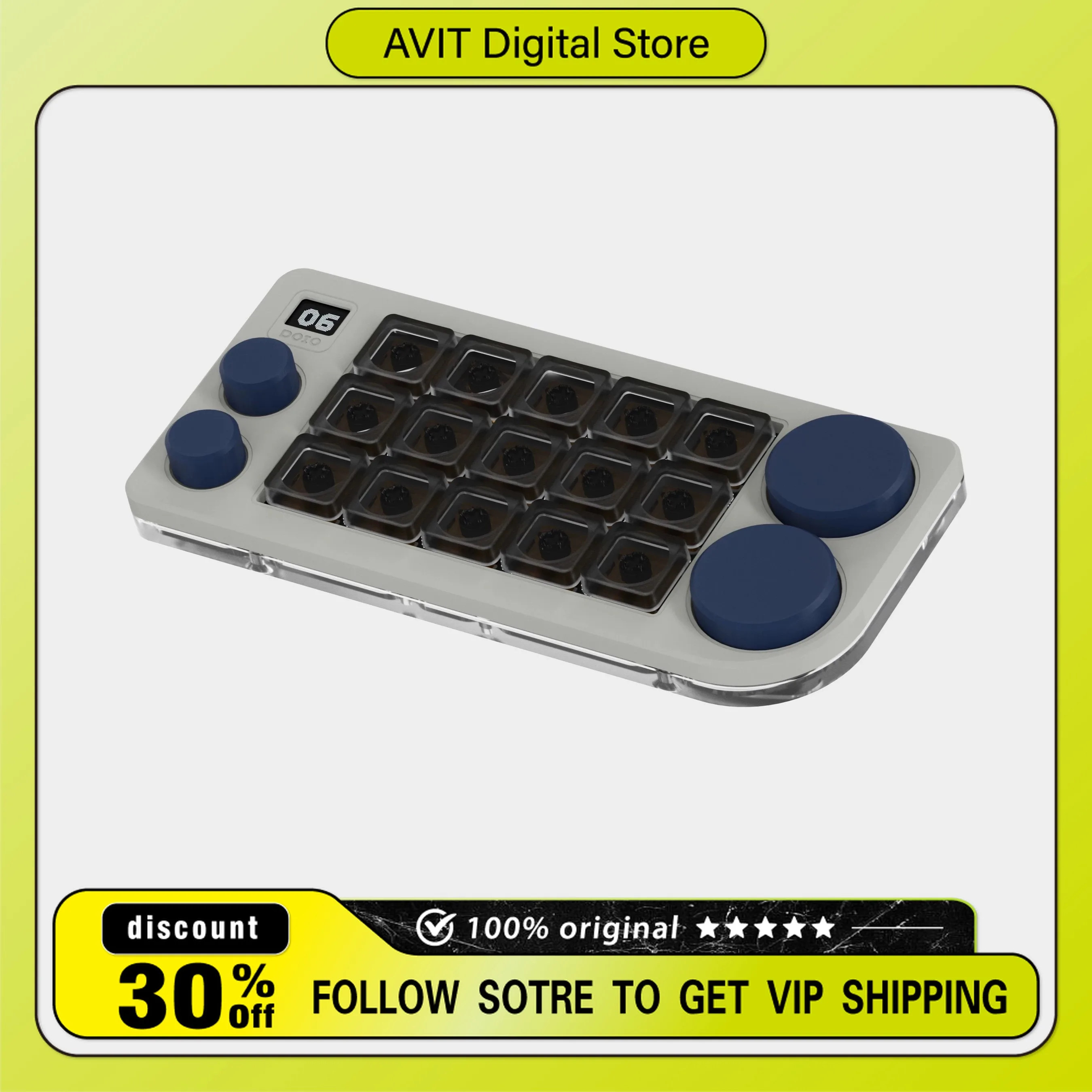 

DOIO KB15-01 Aluminum Alloy 4-Knob Programmable Mechanical Keyboard Custom Macro Keypad PS/PR Editing DIY RGB Gaming Workstation