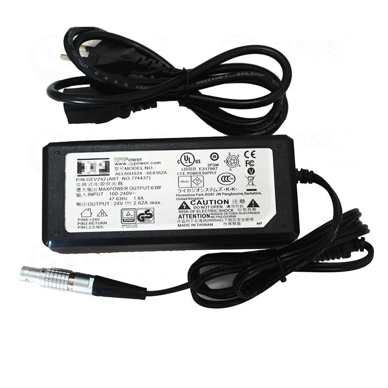 GEV242 Carregador Adaptador de Alimentação AEL60US24-XE0162A para Estação Total GPS Externa Grande Bateria GEB 371 1 Peça