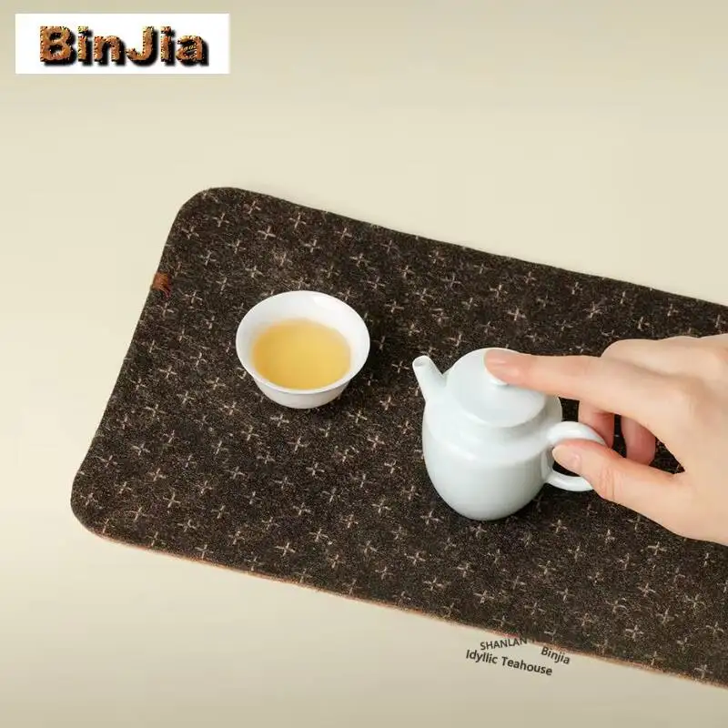Cross Pattern Rectangular Tea Table Mats Ancient Tea Placemat Drink Coaster Household Dinner Table Cloth Mat Tea Items Ornaments