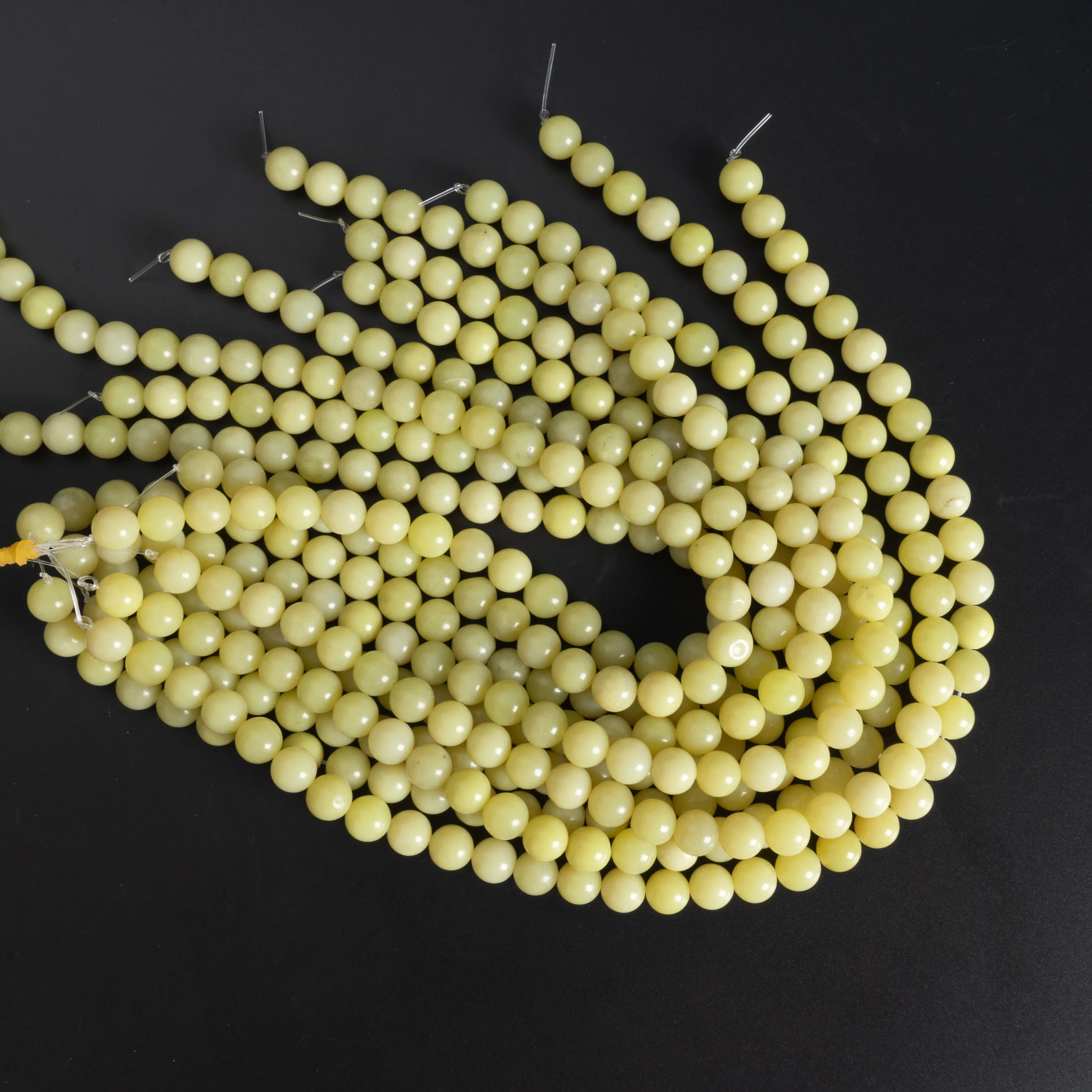 Lemon Yellow Jade ​Beads Grade AAA Genuine Natural Gemstone Round Loose Beads 4/6/8/10MM for New Year Gift Jewelry Making