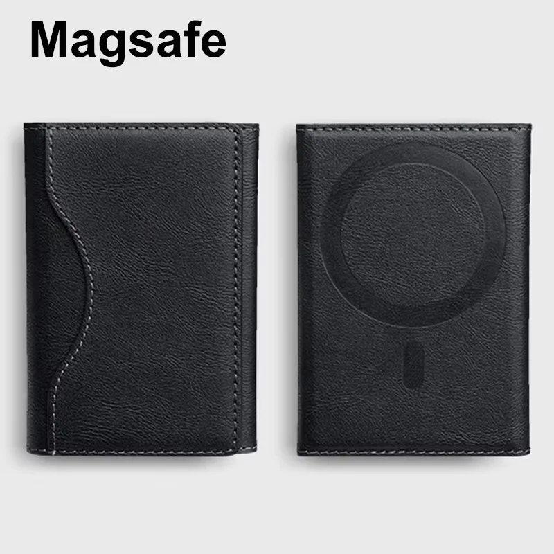 MagSafe-kompatible PU-Leder-Kartenhülle, faltbarer magnetischer Kartenhalter mit 6 Kartenfächern, Standfunktion, Handy-Rückseitenhülle für iPhone – Detail 3