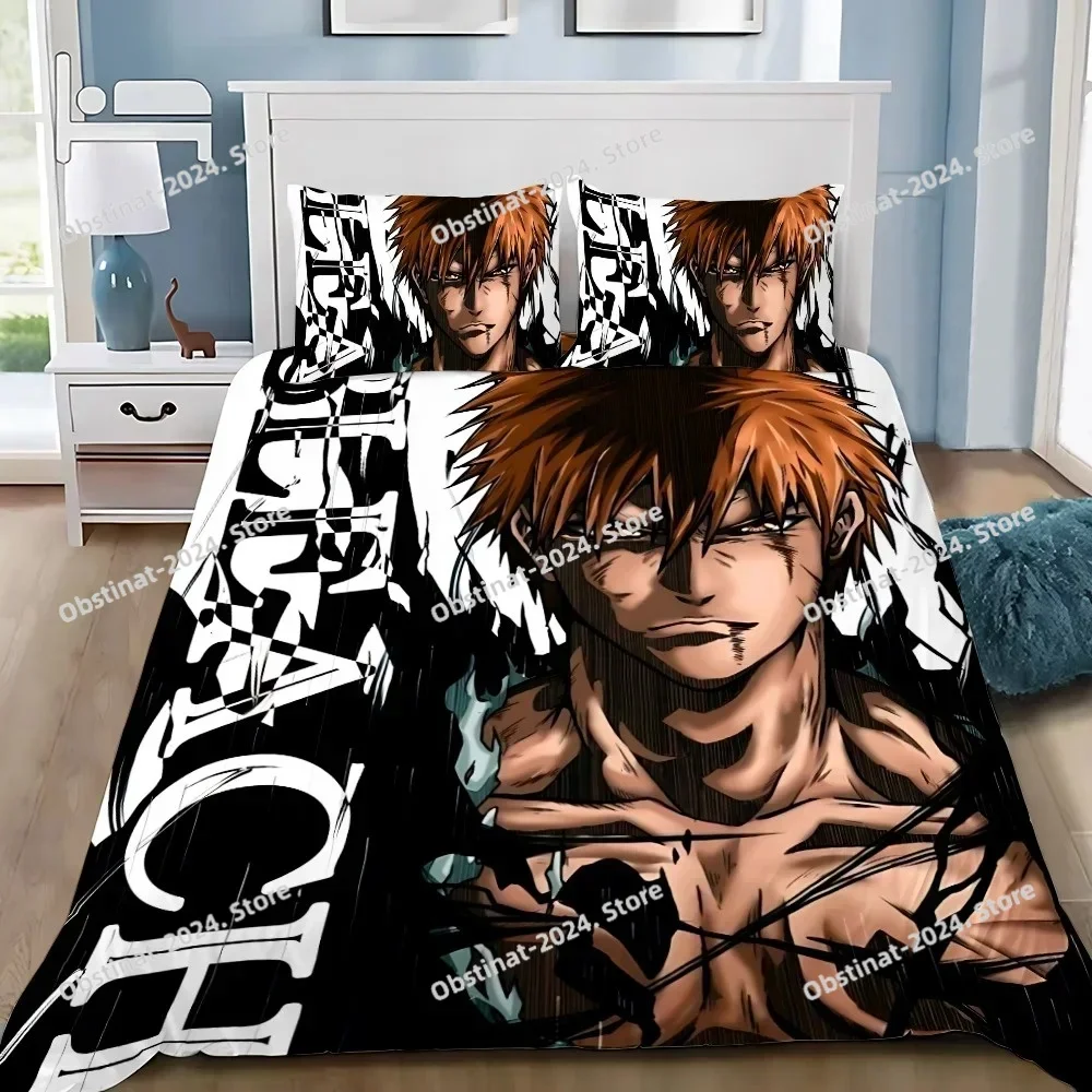 B-Bleach Duvet Pillowcase Bedding Set Adult Boy Kurosakies Ichigo Girl Bedroom Decoration Children Gift Single Double Large Size