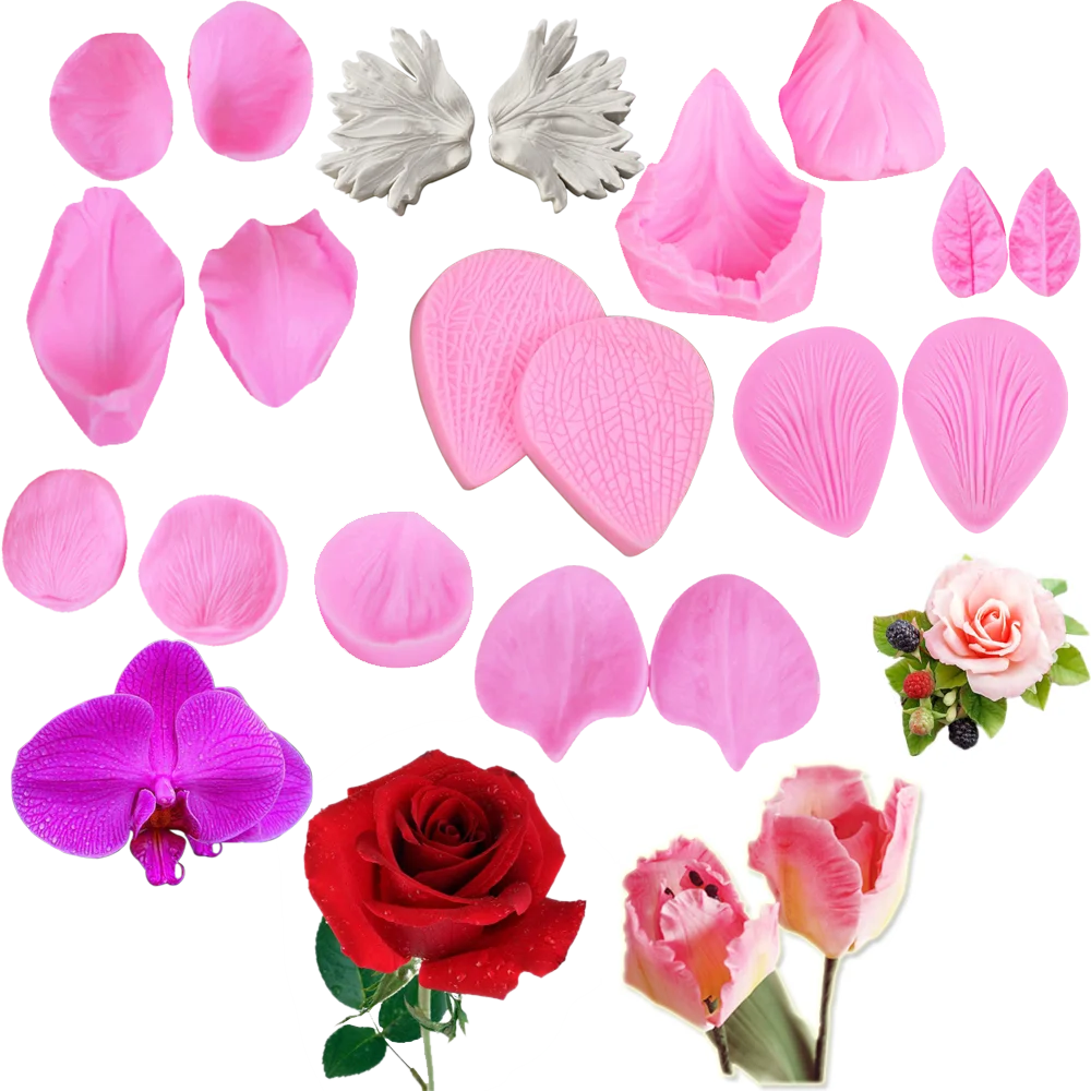Moule à gâteau en Silicone, sortes de feuilles de fleurs, presse pour Fondant, chocolat, cuisson, outil de décoration, bricolage, résine argile, moule à main M258