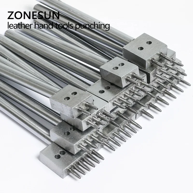 ZONESUN Handheld Leather Tool Punching 2-6 holes 1mm Hole Diameter Drilling Round Row Leather Screwing Punch Customized Tool