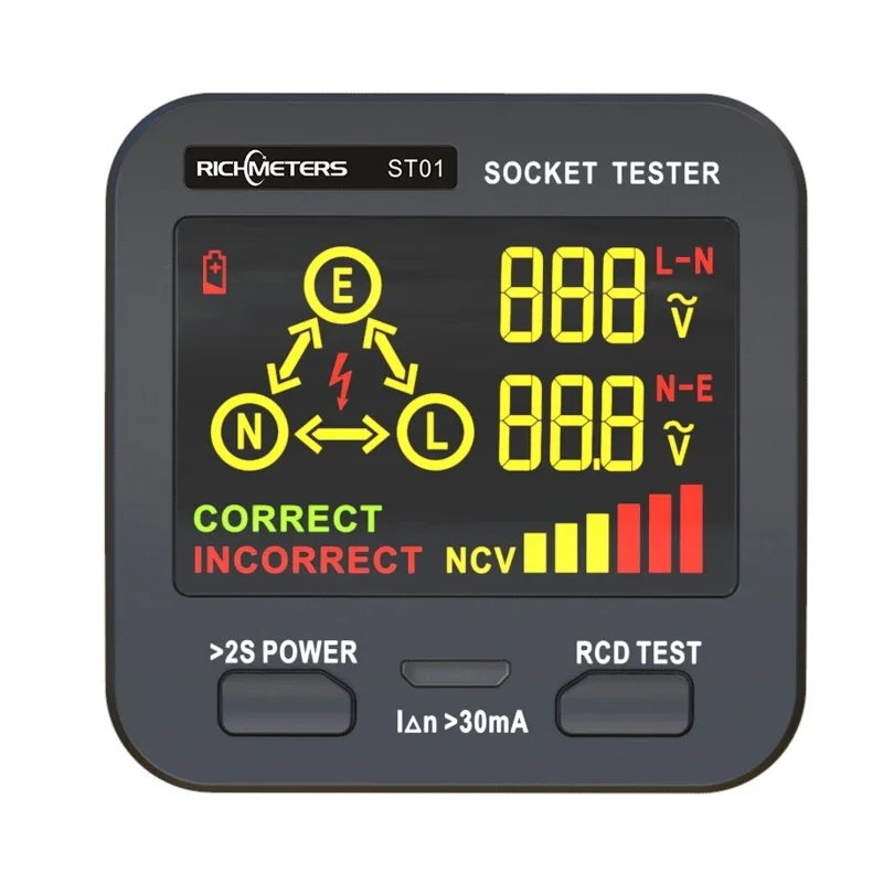 Imagem -06 - Digital ue Reino au Eua Tomada Testador Tensão Corrente Residual Disjuntor Parede Plug Testador Vazamento Elétrico