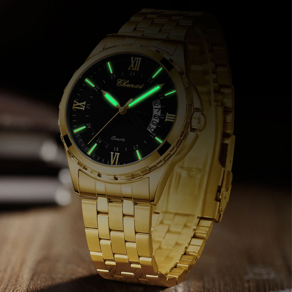 CHENXI Top Brand Luxury Analog Quartz Mens Watches Week Date Waterproof Watch Men Stainless Steel Luminous Business Dress Watch