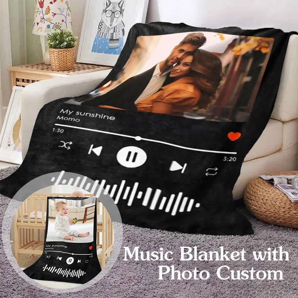 

Personalized Photo Music Blanket Customized Blanket For Couples With Photos Birthday Wedding Sisters Friends Christmas Gifts